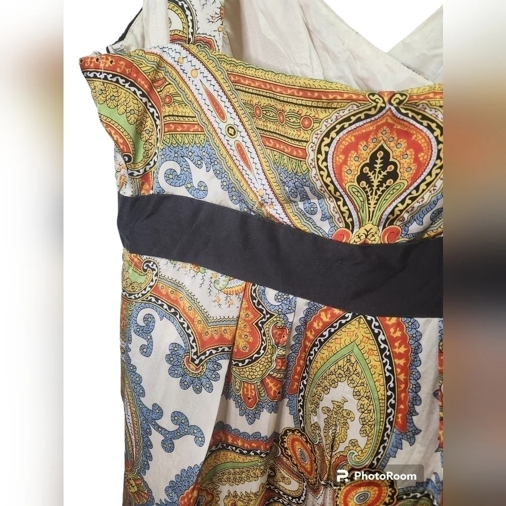 100% Silk Muse for Boston Proper Paisley Dress Sz.14 Vintage - Picture 2 of 8